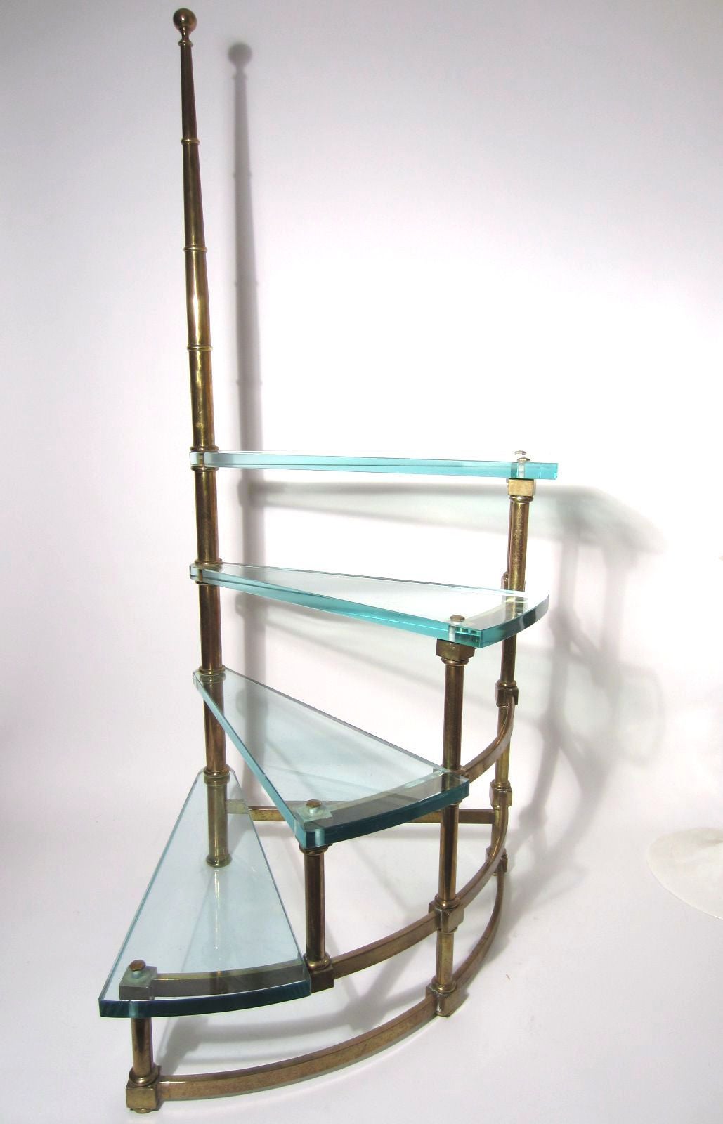 Italian 1950s Brass and Glass Library Step Ladder Table Attributed to Fontana Arte