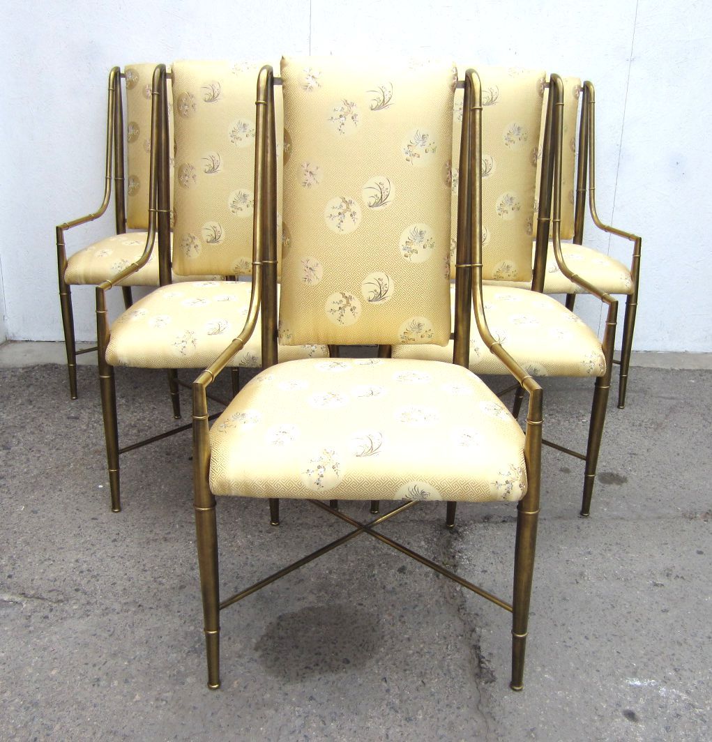 Mastercraft Furniture Brass Faux Bamboo Dining Chairs Set of Six, 1970s 3