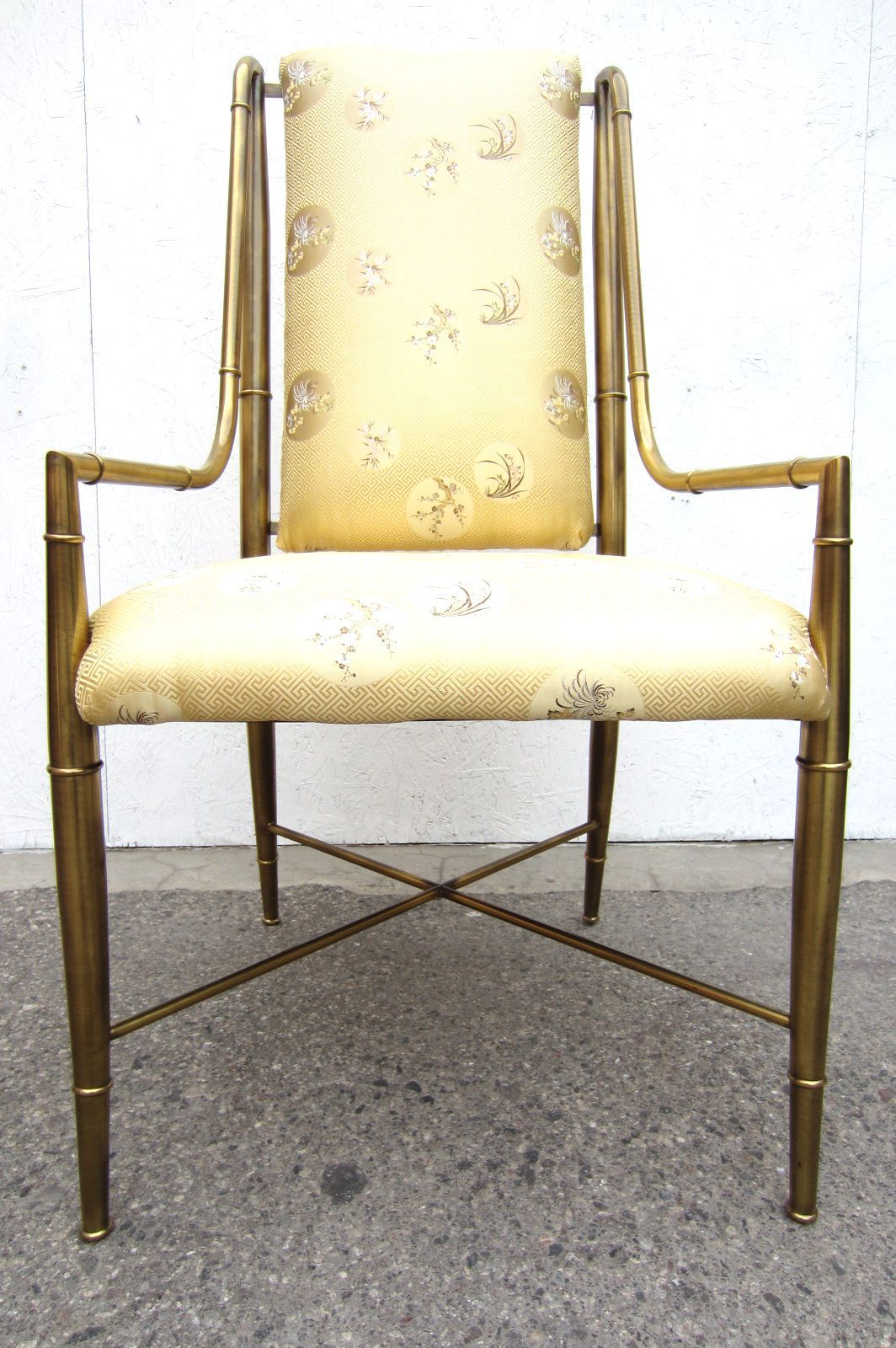 American Mastercraft Furniture Brass Faux Bamboo Dining Chairs Set of Six, 1970s