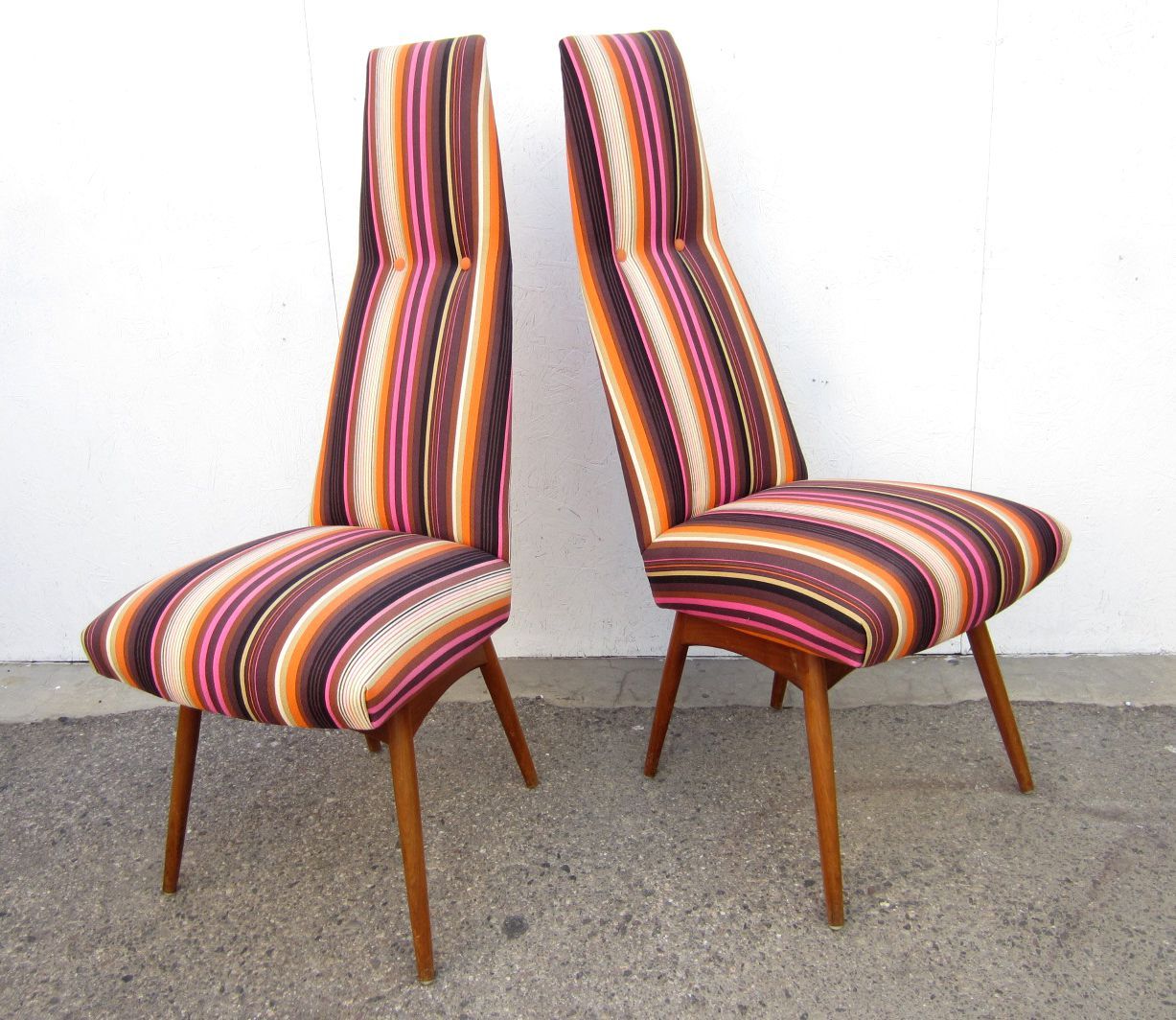 MidCentury Modern Adrian Pearsall Tall Back Dining Chairs, Pair at 1stDibs