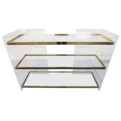 Lucite, Brass and Glass Standing Dry Bar by Charles Hollis Jones, 1970s