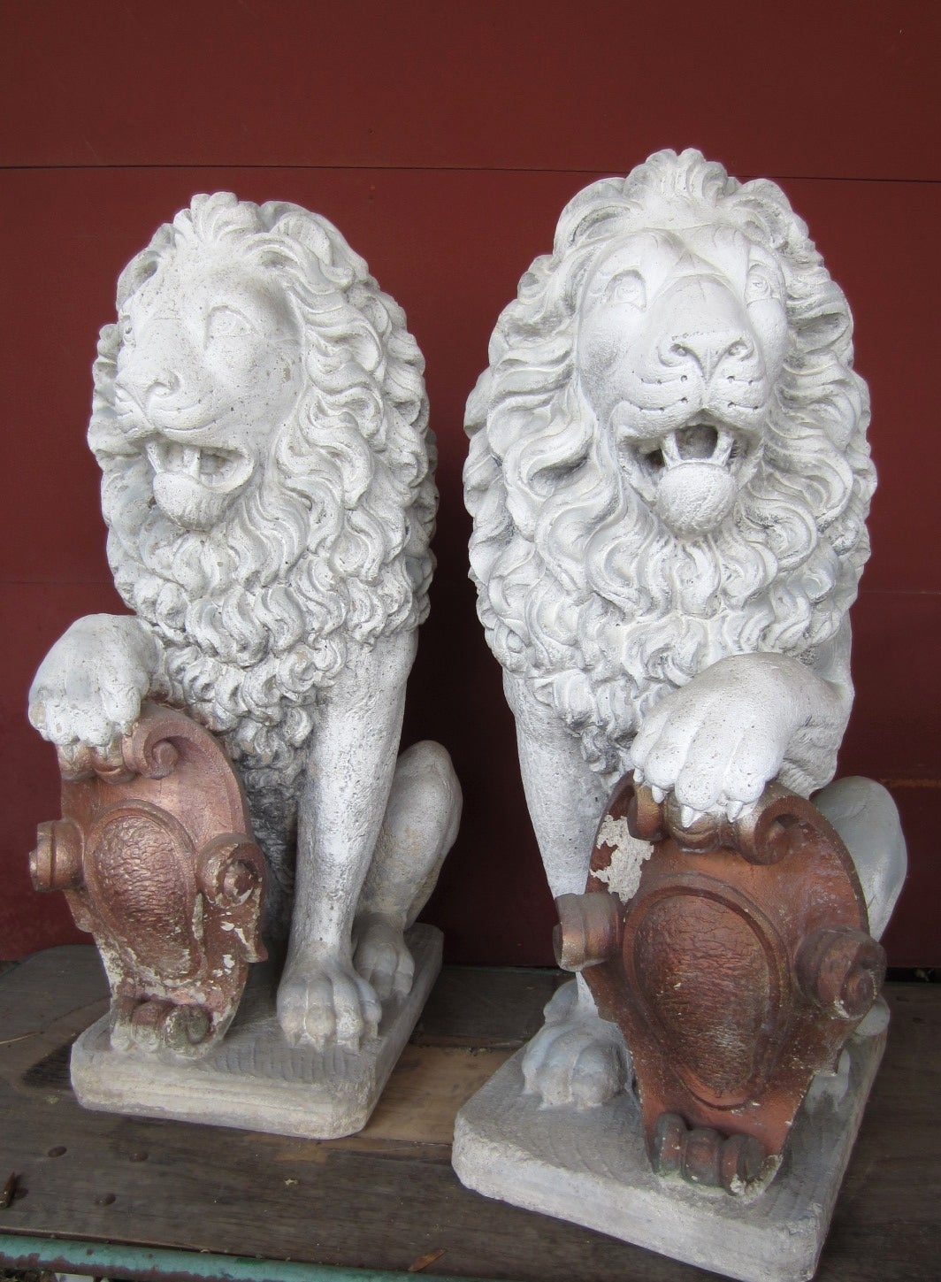 Late Victorian Antique Architectural Regal Lion Sentinels Gate Guards