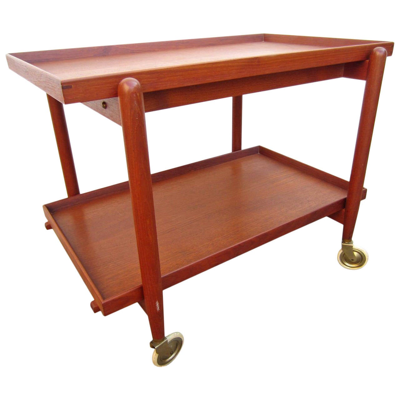 Midcentury Danish Modern Teak Tea Service Bar Cart by Poul Hundevad at 1stDibs