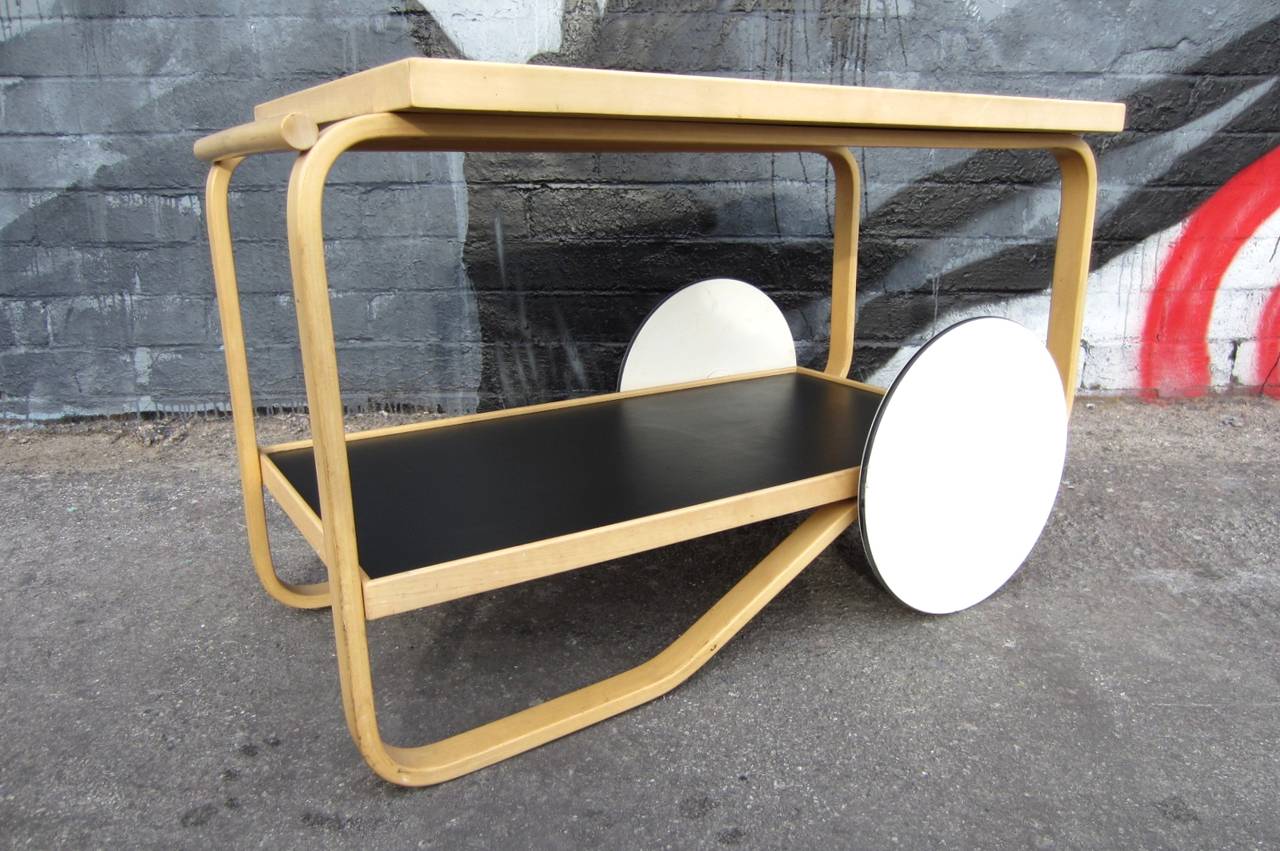Late 20th Century Mid-Century Modern Alvar Aalto design Bar Serving Cart Mod 901