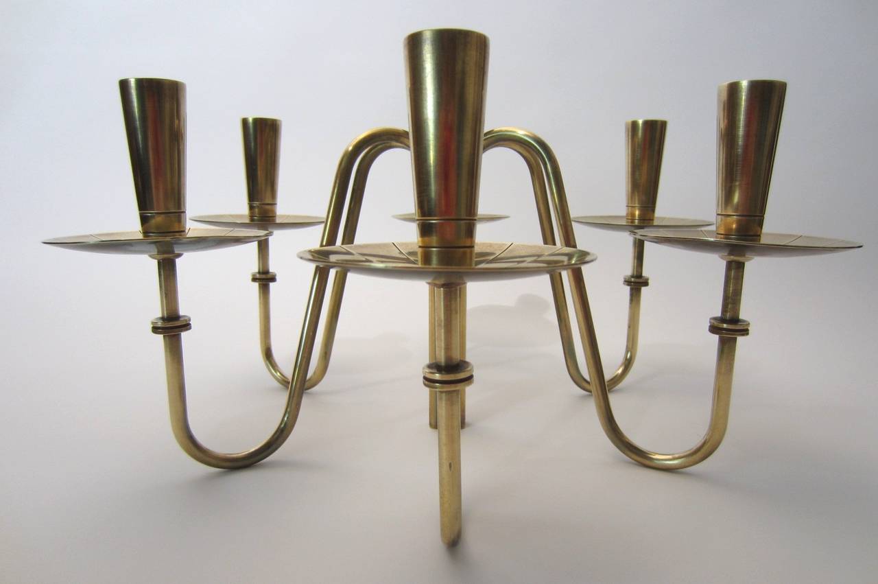Hollywood Regency Mid-Century Tommi Parzinger Design Brass Candelabra