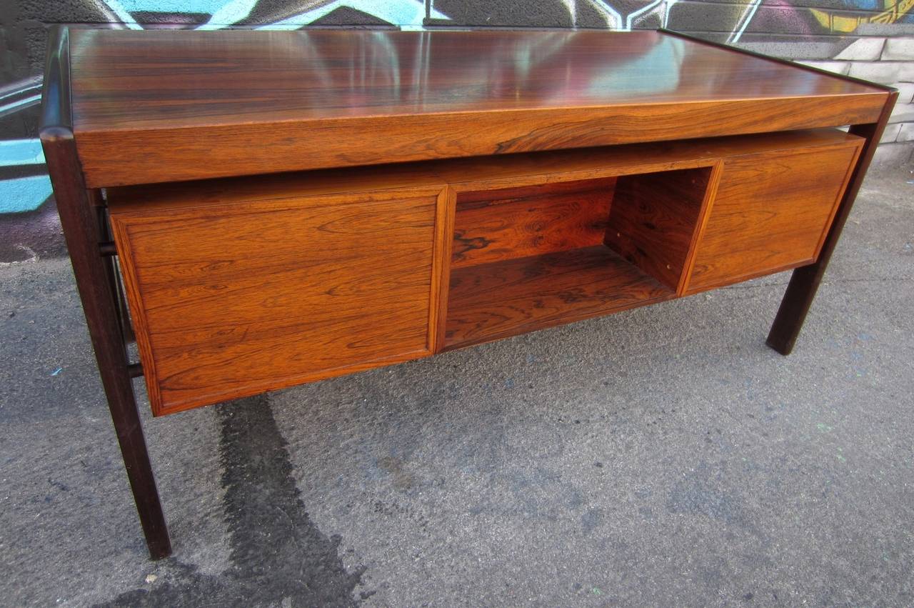 Mid-Century Danish Modern Rosewood Desk by Dyrlund of Denmark In Excellent Condition In Las Vegas, NV