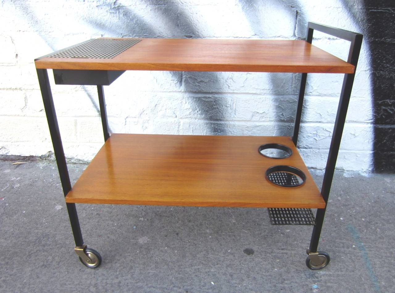 Mid-Century Modern Bar Serving Cart in the Style of George Nelson In Excellent Condition In Las Vegas, NV