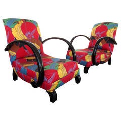 Art Deco Jindrich Halabala design Low Lounge Chairs Pair circa 1930's