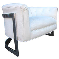 Mid-Century Modern Milo Baughman Club Chair in Faux Albino Alligator Hide 3