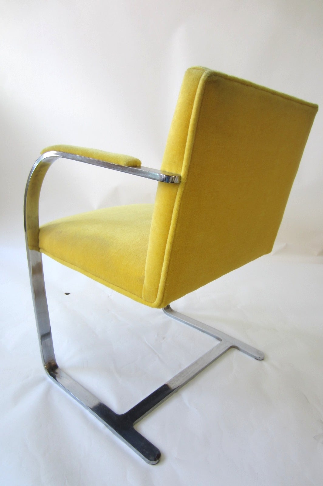 American Six 1960s Mies van der Rohe BRNO Dining Chairs in Yellow Mohair