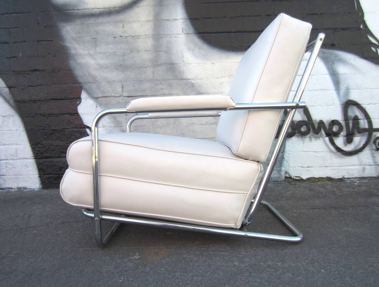 art deco chrome lounge chairs