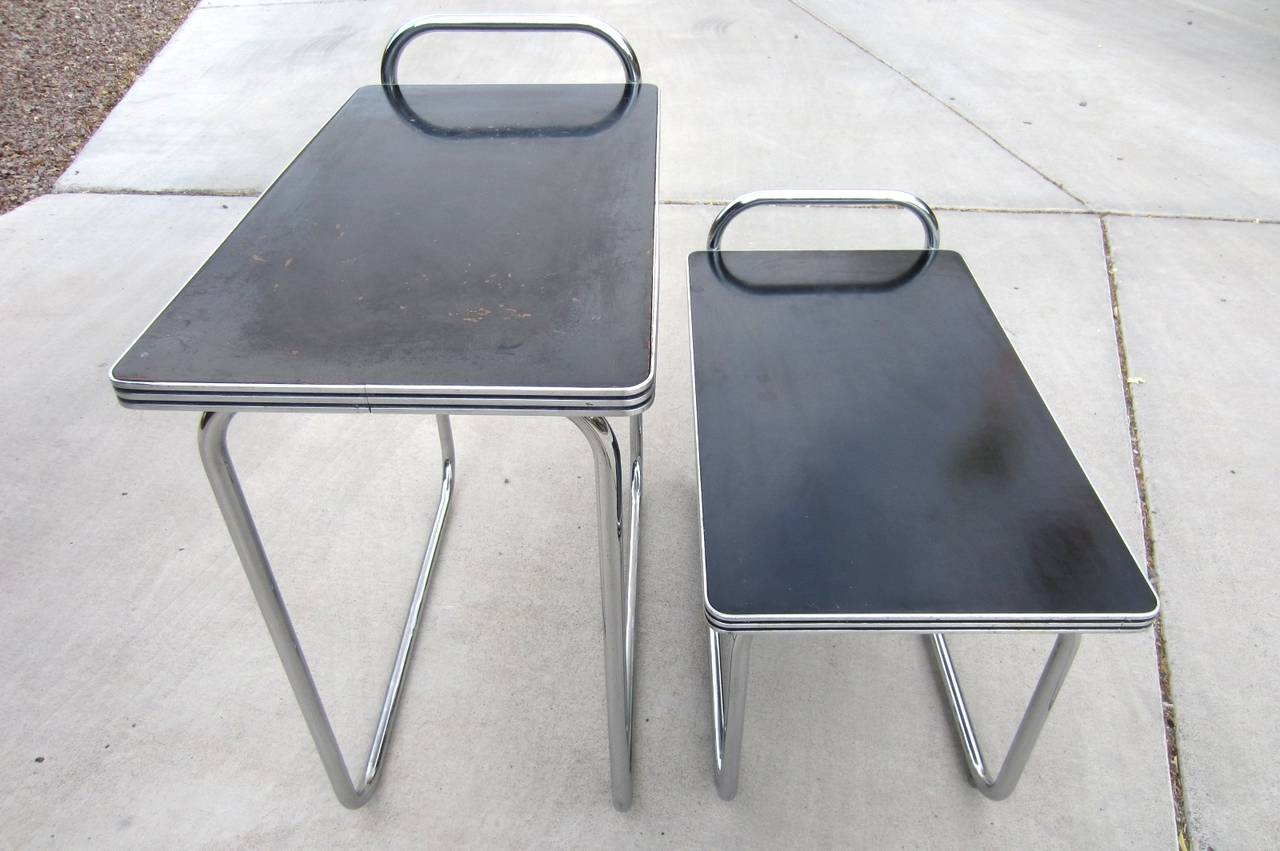 Art Deco Gilbert Rohde Design Service Tables, Troy Sunshade Products, 1930s In Good Condition In Las Vegas, NV