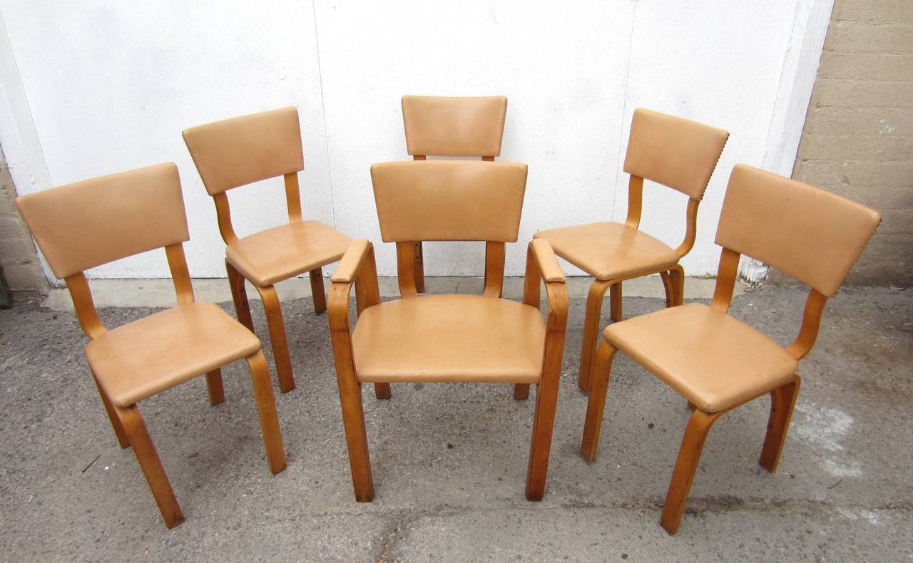 Michael Thonet Birch Bentwood Dining Chairs, Captain Armchair and Five Side In Good Condition In Las Vegas, NV