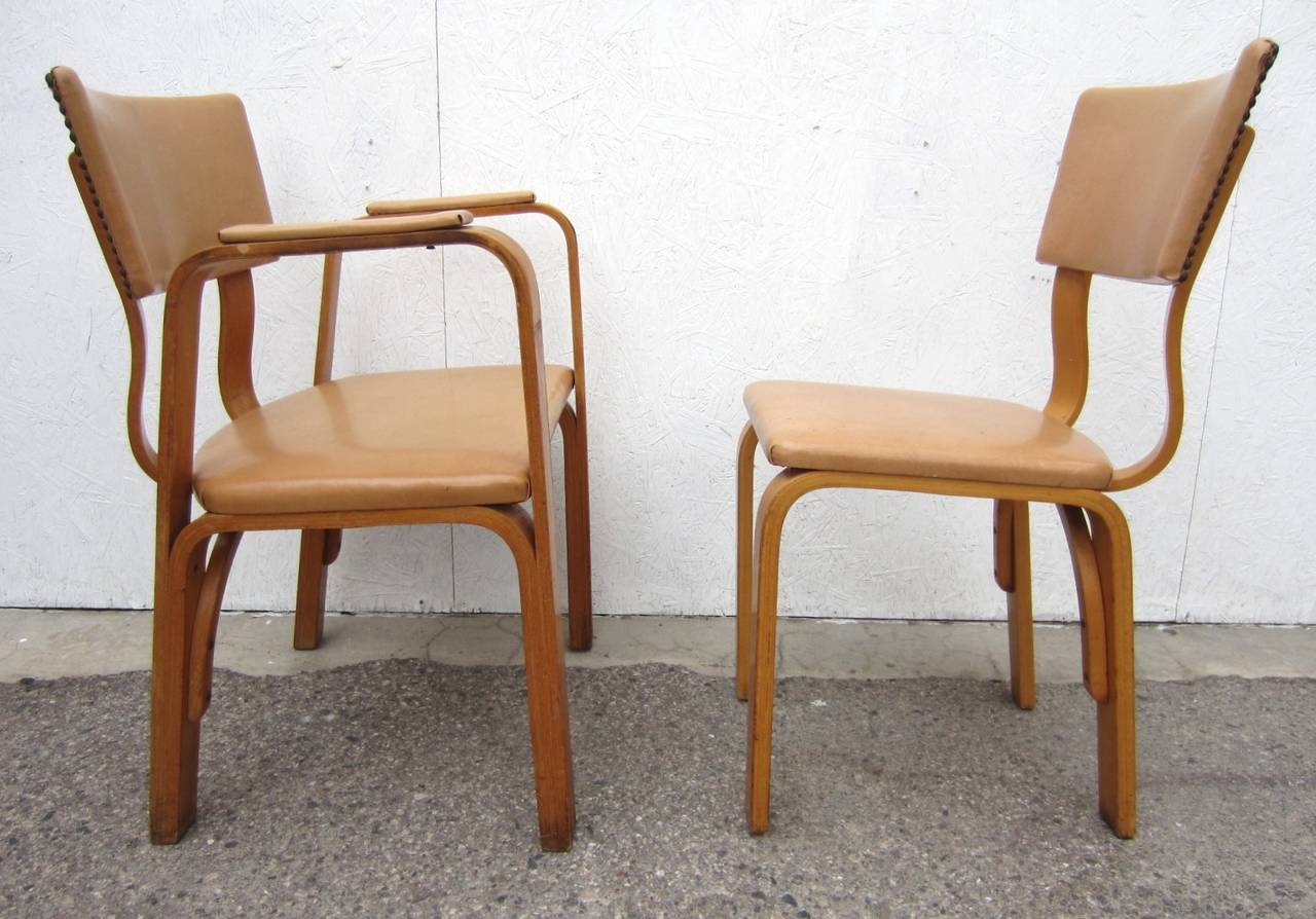 Austrian Michael Thonet Birch Bentwood Dining Chairs, Captain Armchair and Five Side