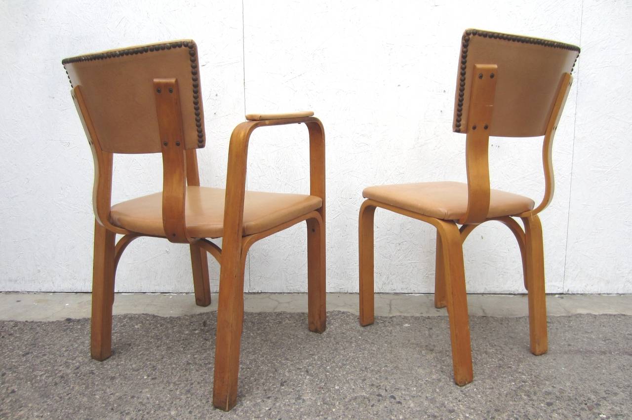 Bauhaus Michael Thonet Birch Bentwood Dining Chairs, Captain Armchair and Five Side