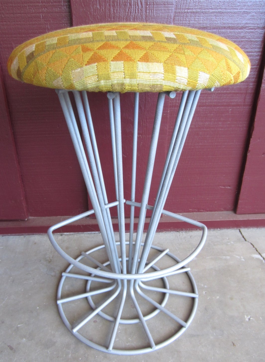 American Pair of Frederick Weinberg Stools with Alexander Girard Cushions