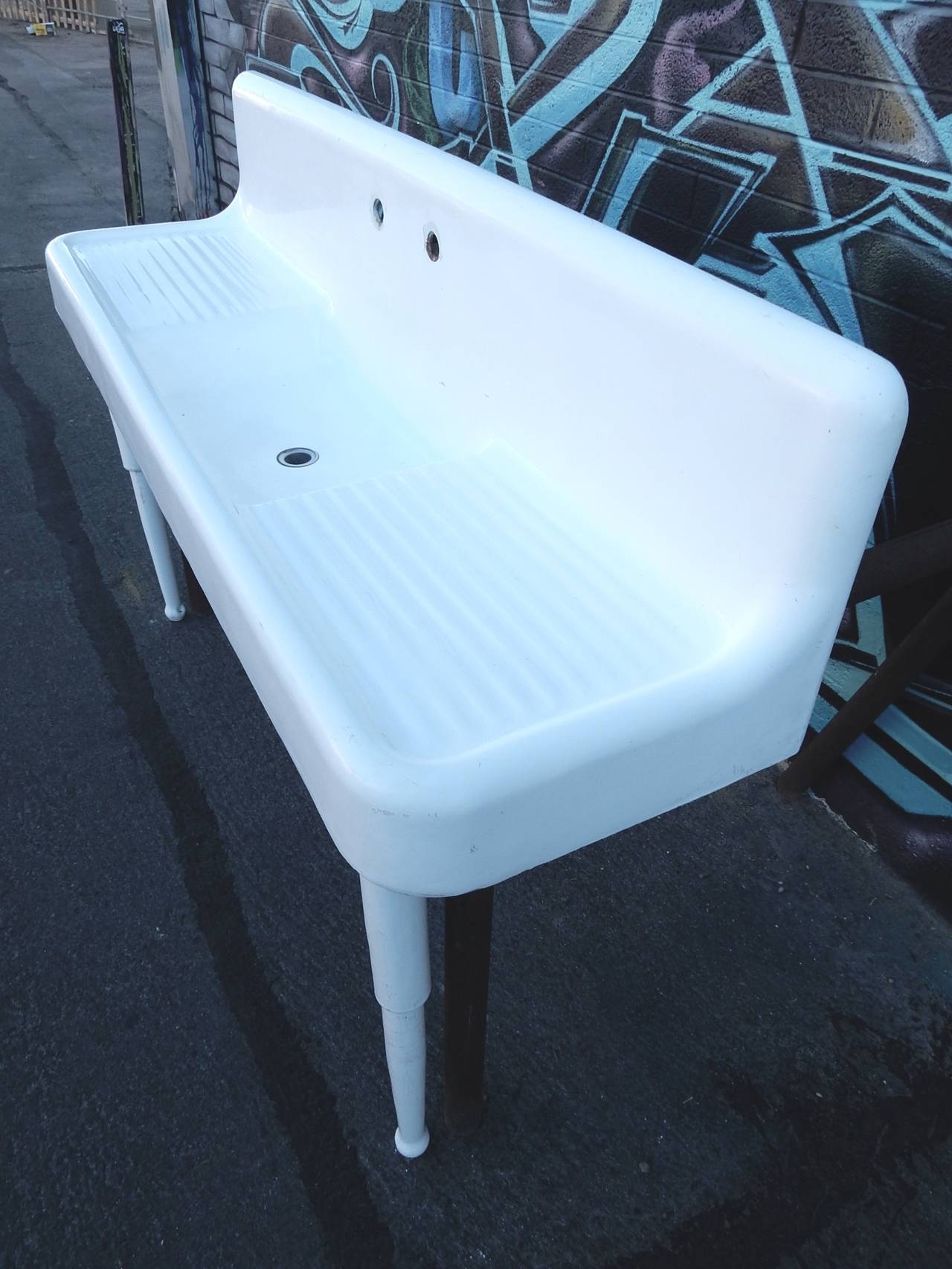 enamel sink with drainboard