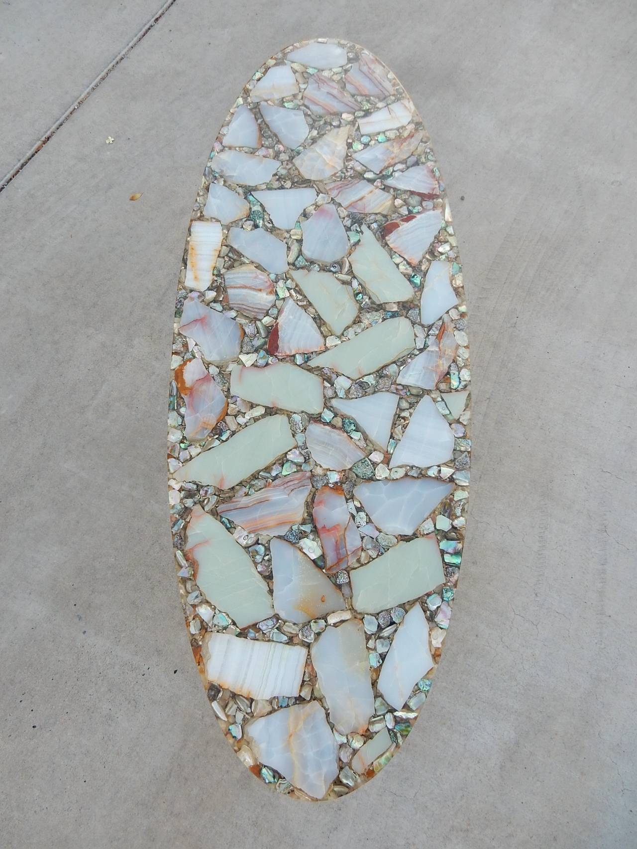 Arturo Pani Attributed Onyx Abalone and Brass Coffee Table, 1950s Mexico In Excellent Condition In Las Vegas, NV