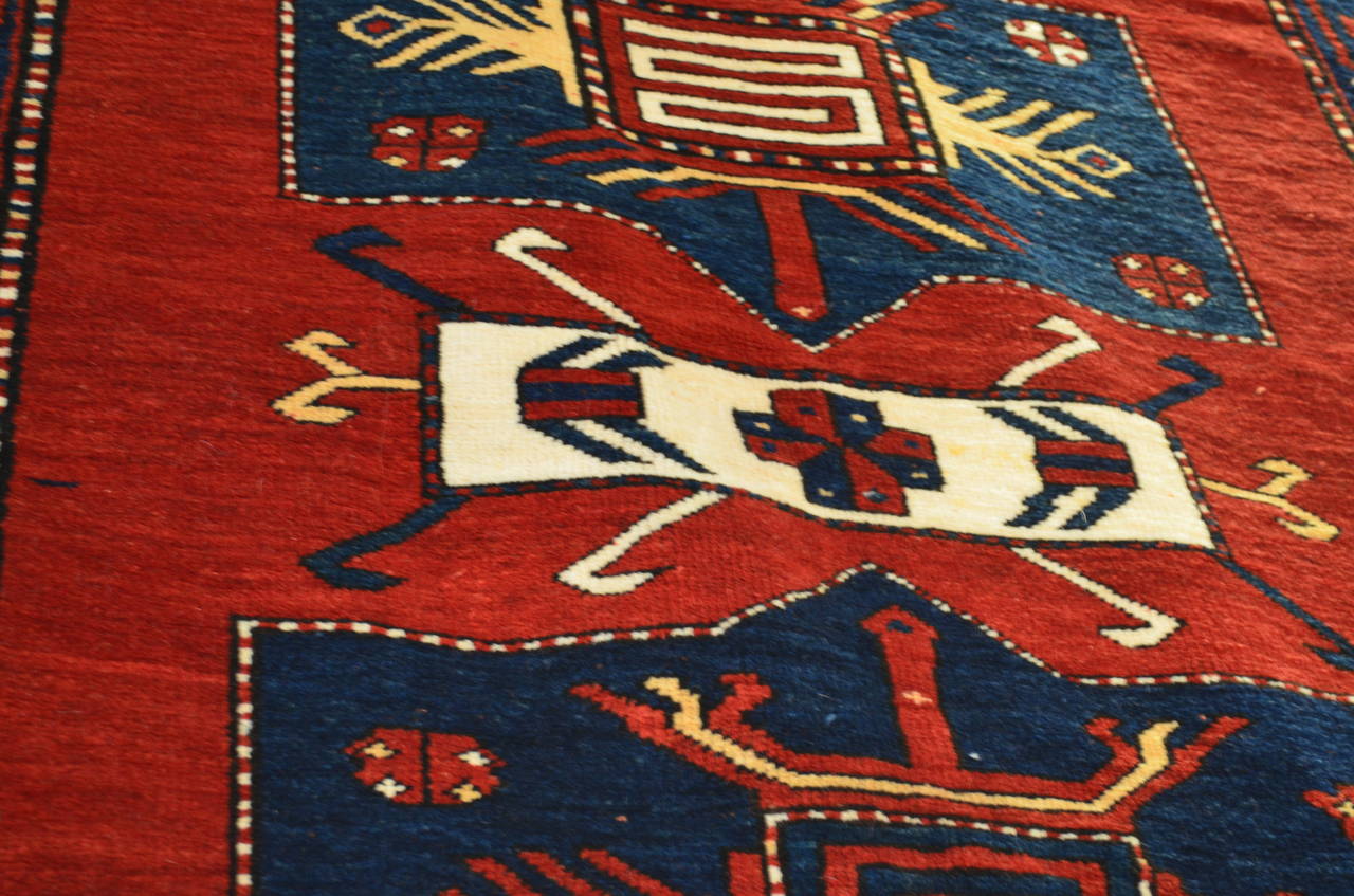 19th Century Antique Caucasian TOTEM Bordjalu-Kazak Carpet For Sale