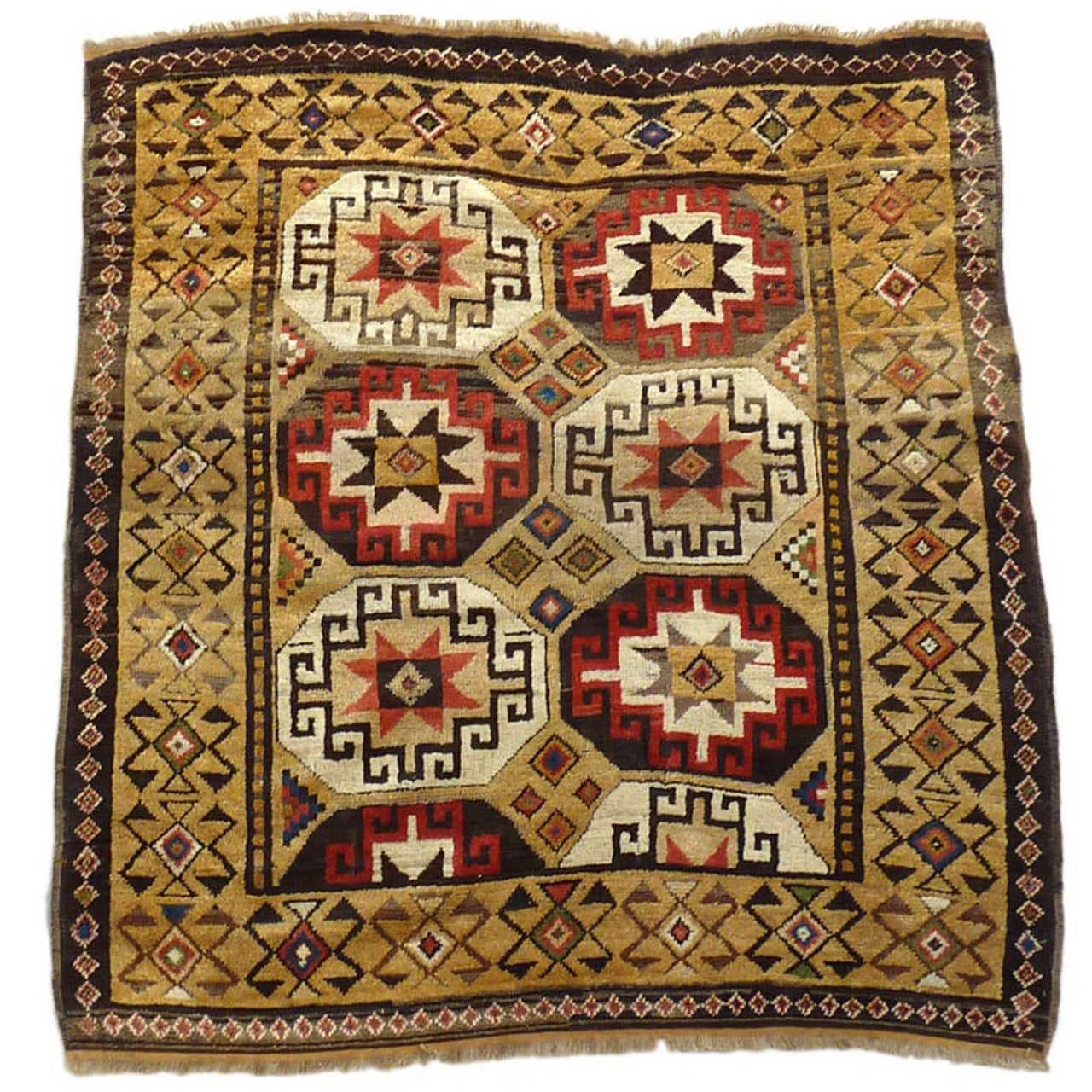 19th Century Zaqatala Tribal Rug Memling Medallions