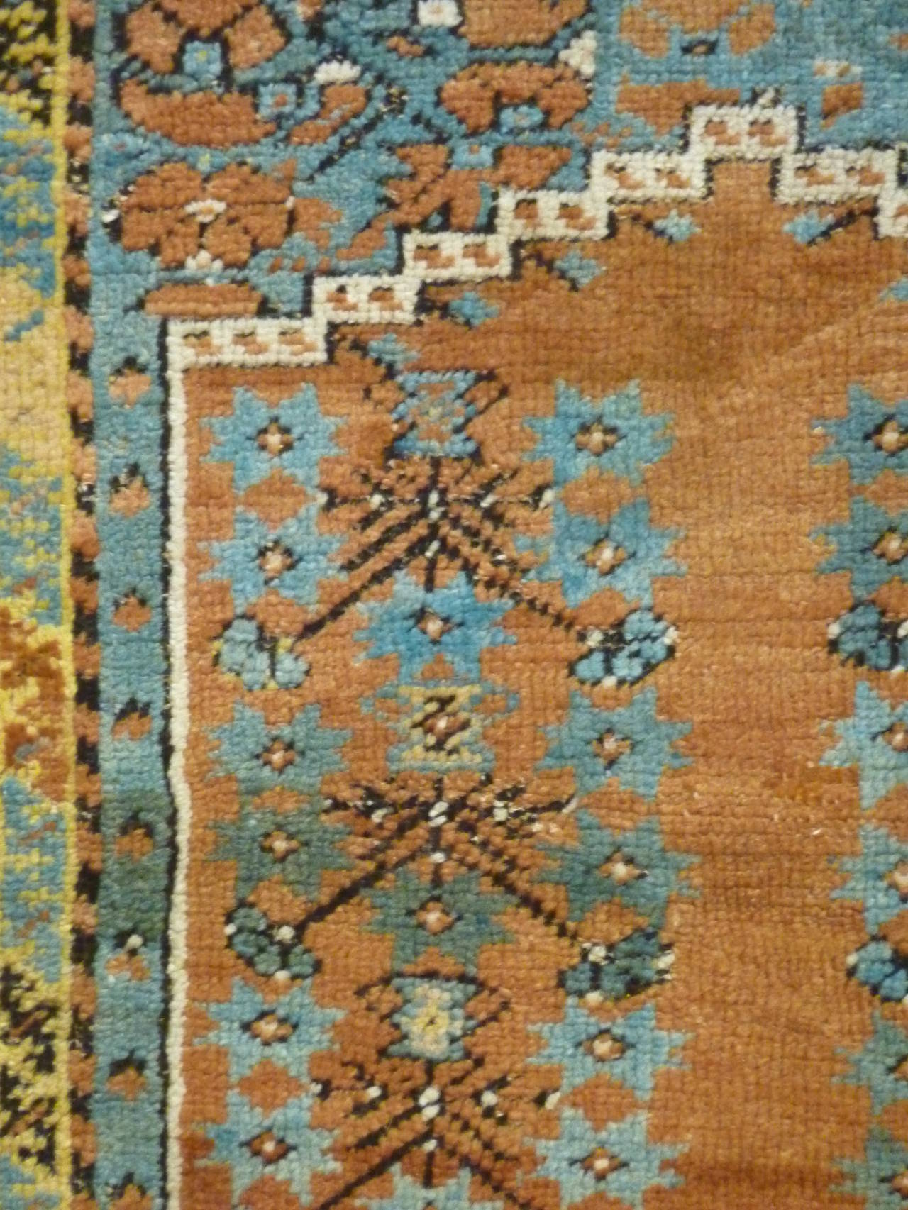 Hand-Knotted 18th Century Golden Turquoise Koula Carpet