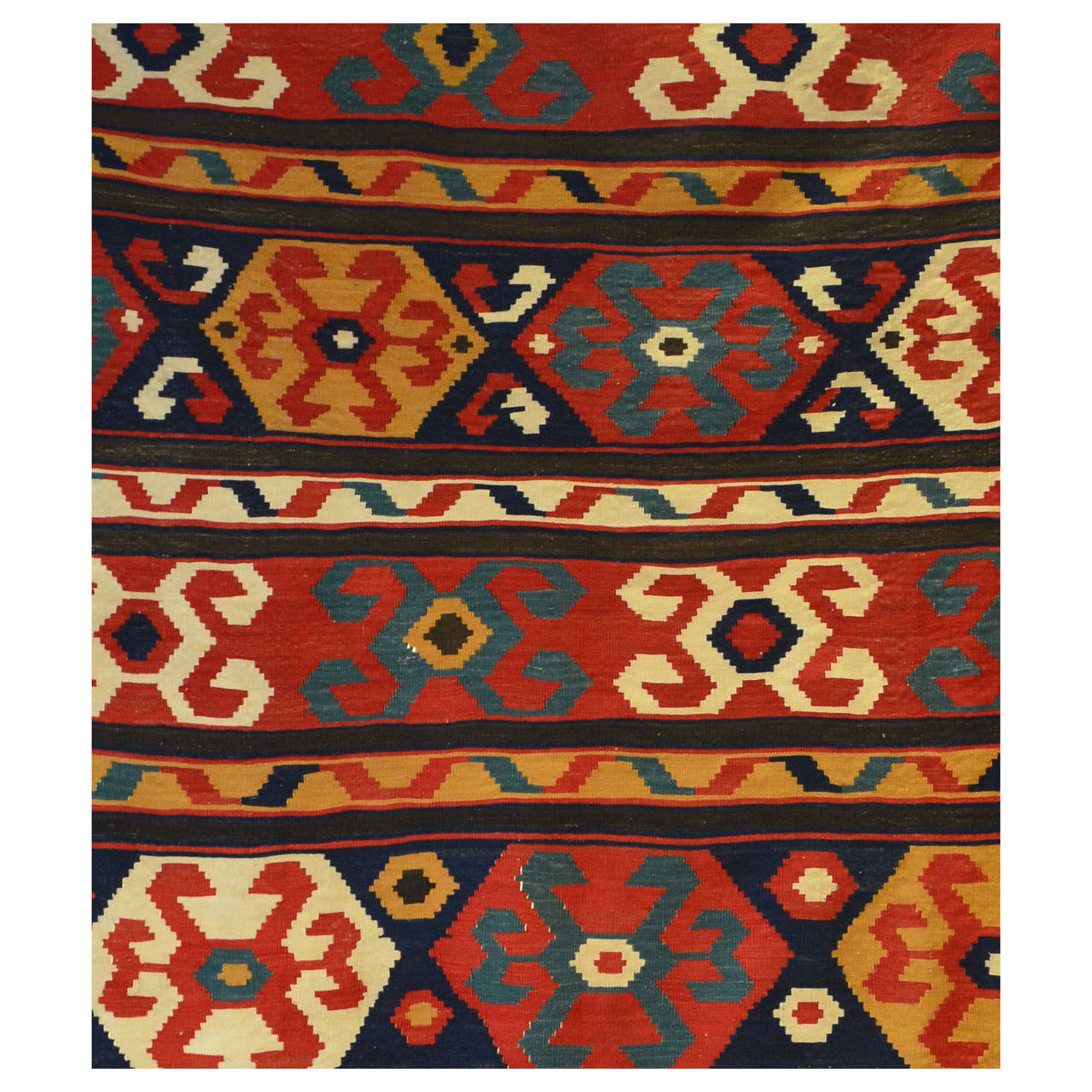 19th Century Tribal Kazak Kilim Carpet