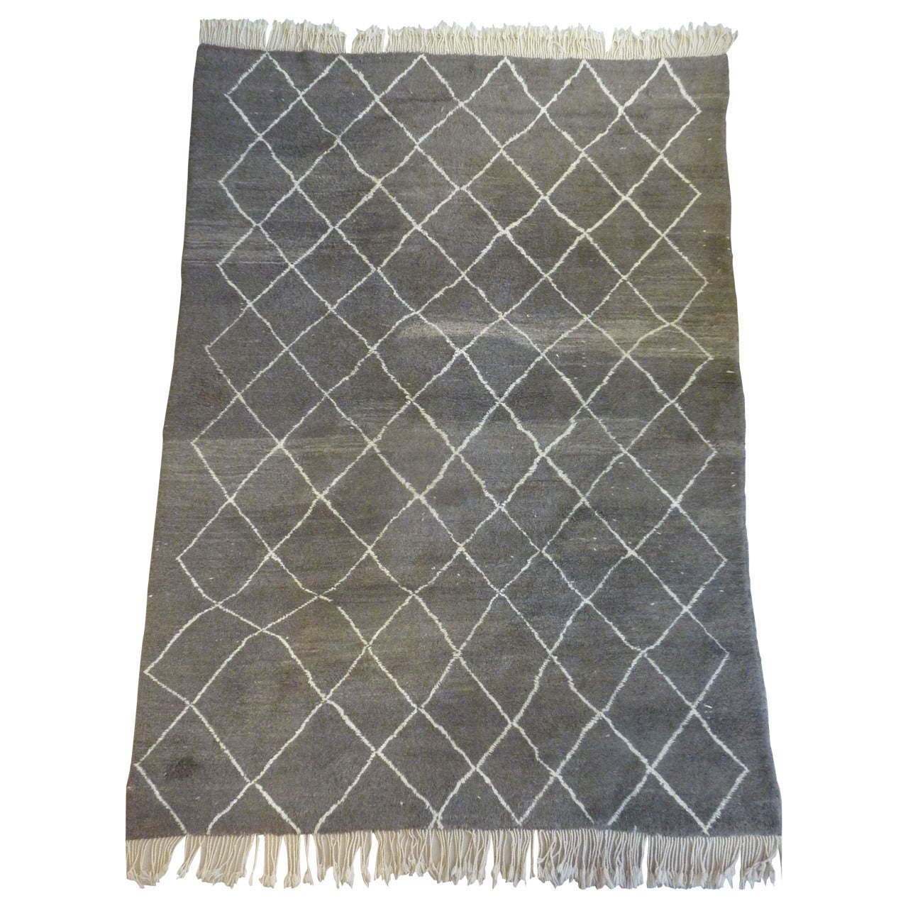 Warm Taupe Color Moroccan Rug from the 1950s