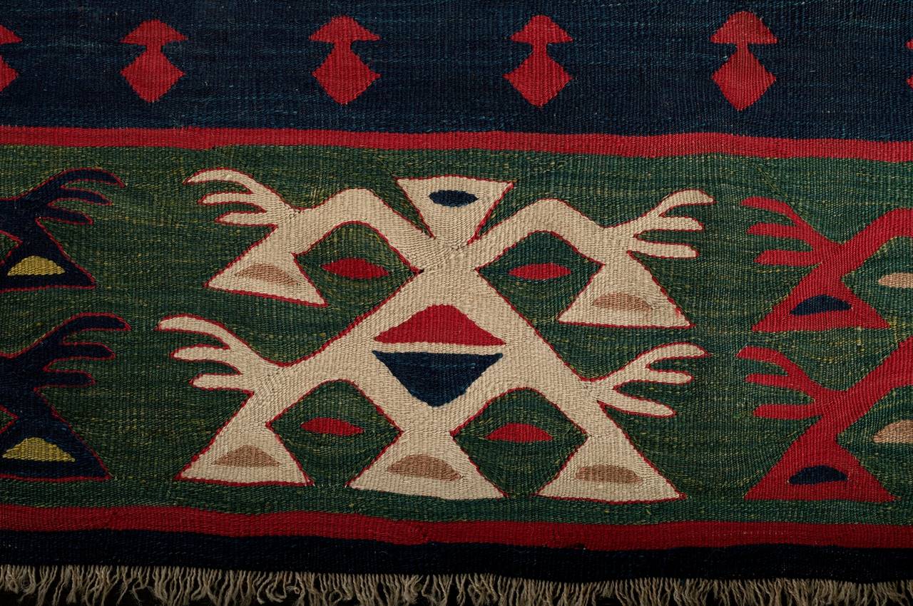 Hand-Woven Antique Thracian Sharköy Kilim Dated 1849