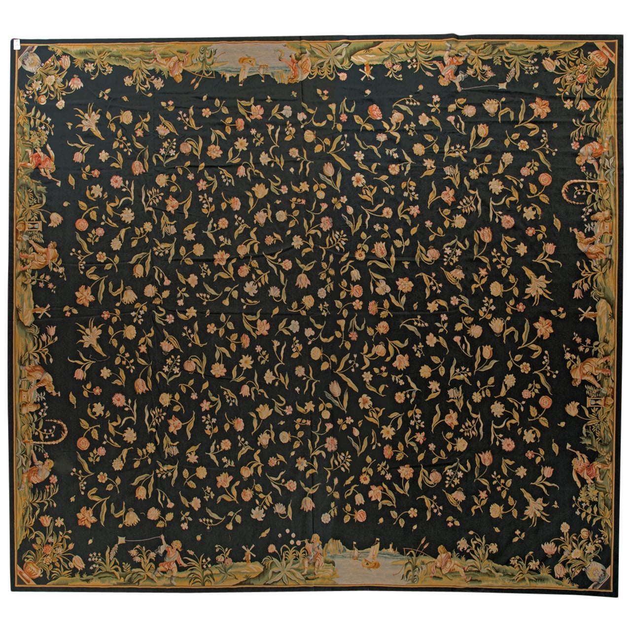 Large Size Flat-Woven French Aubusson Style Rug For Sale