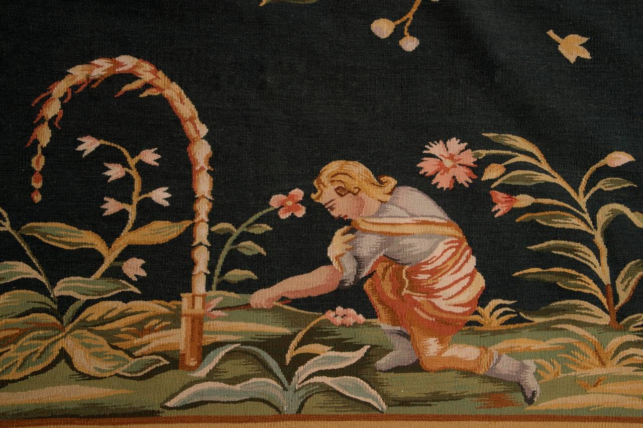 Large Size Flat-Woven French Aubusson Style Rug For Sale 2