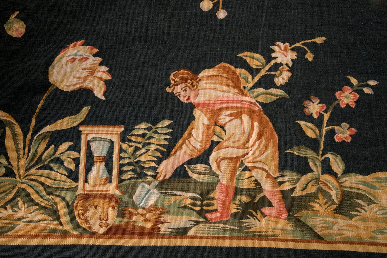 Late 20th Century Large Size Flat-Woven French Aubusson Style Rug For Sale