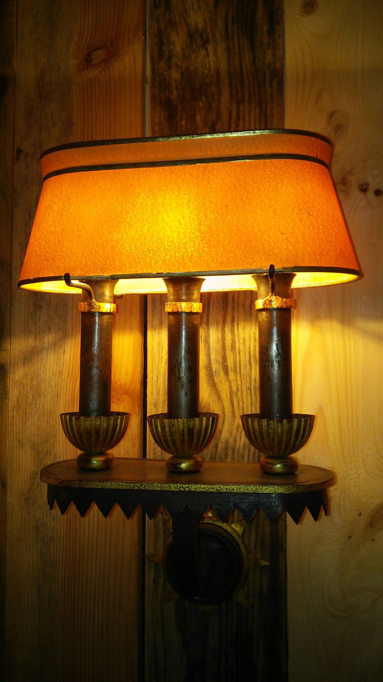 Art Deco Pair of Eiffel Tower Sconces by Gilbert Poillerat For Sale