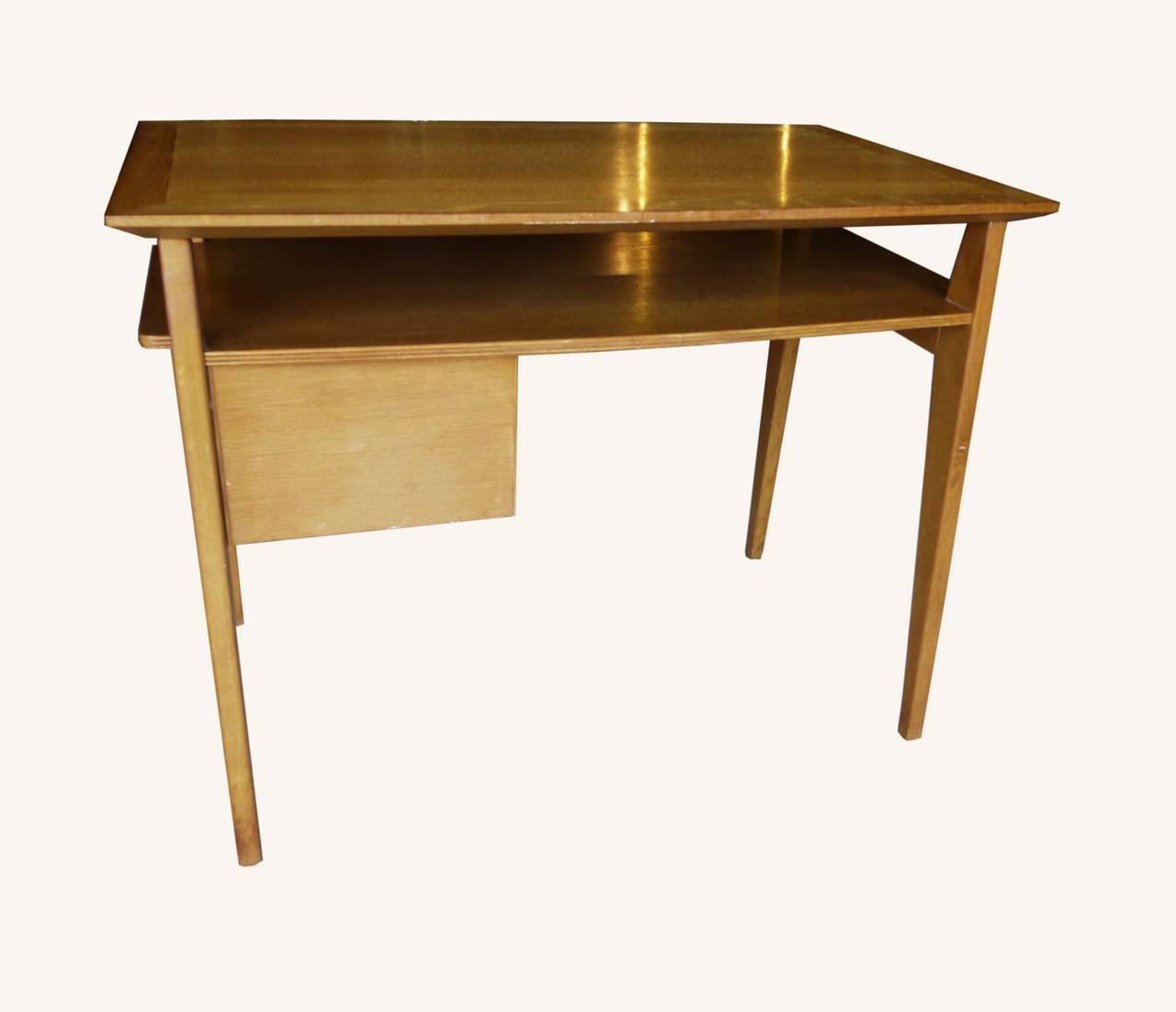 French Reconstruction Oak Desk by Roger Landault In Good Condition For Sale In POITIERS, FR