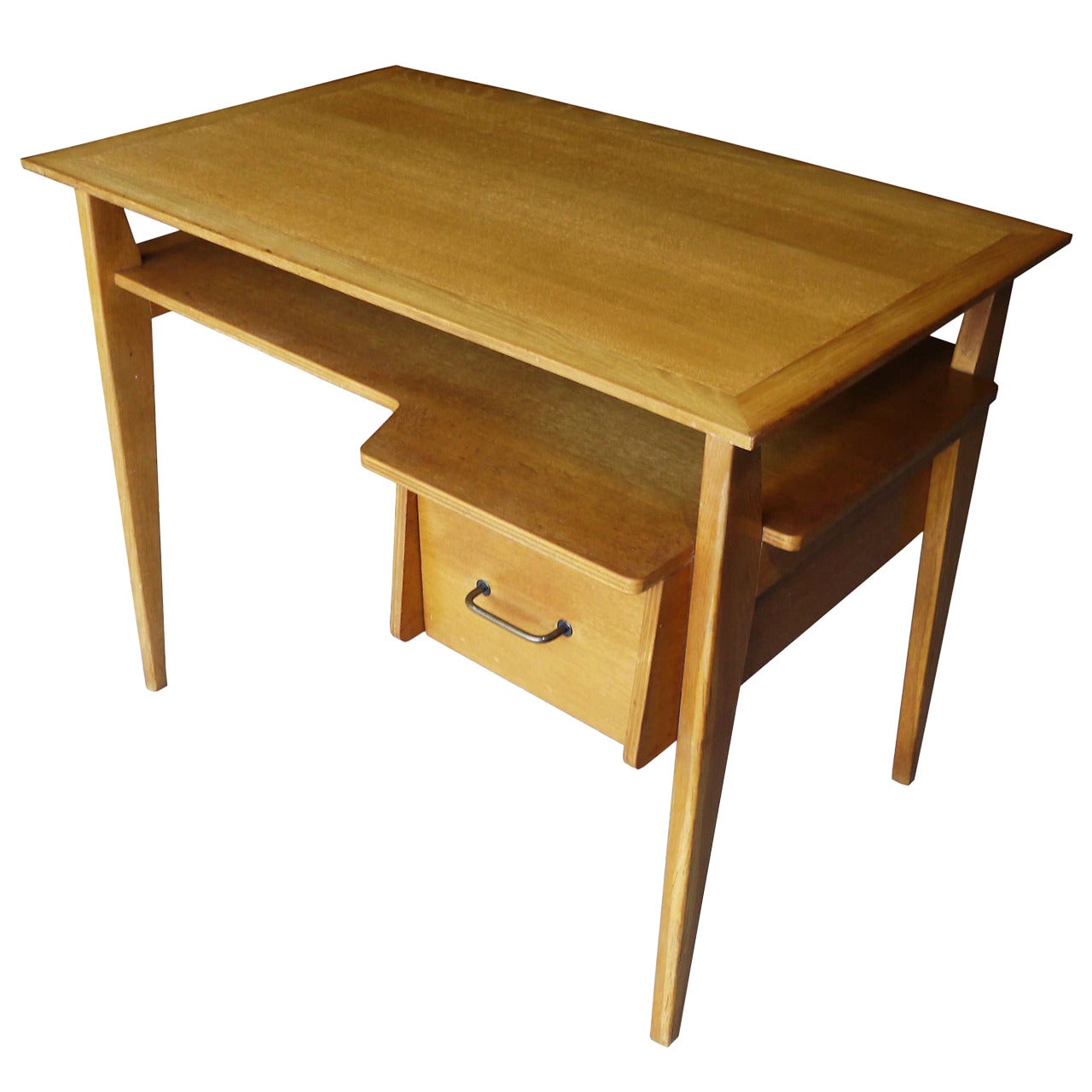 French Reconstruction Oak Desk by Roger Landault For Sale