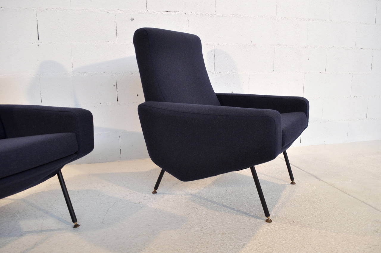 Mid-20th Century Pair of Troïka Model Armchairs for Airborne France