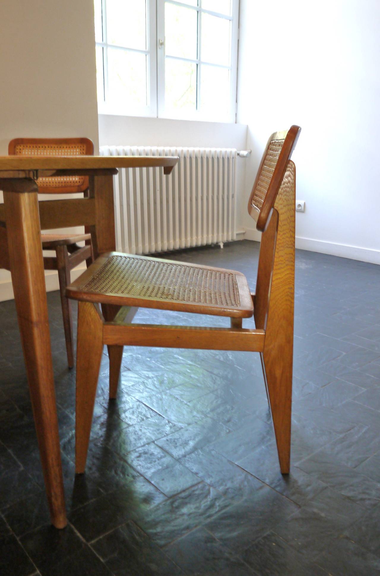Mid-20th Century Set of Four Caned Chairs by Marcel Gascoin