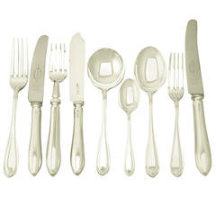 Retro Elizabeth II Sterling Silver Canteen of Cutlery for Twelve Persons