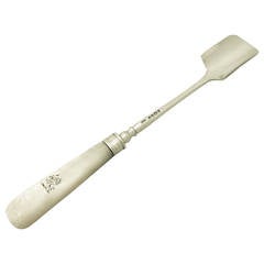 Sterling Silver and Mother of Pearl Cheese Scoop - Antique Victorian 9