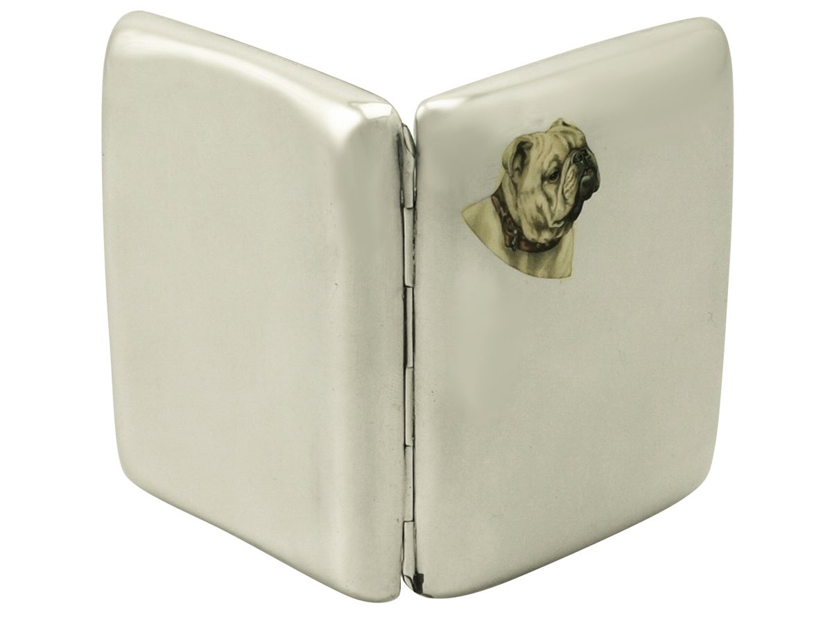Sterling Silver and Enamel Cigarette Case - Antique Edwardian