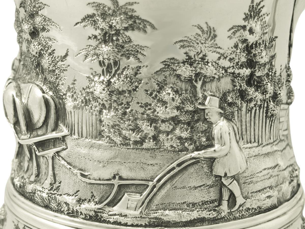 Mid-18th Century Antique George III Sterling Silver Quart Tankard