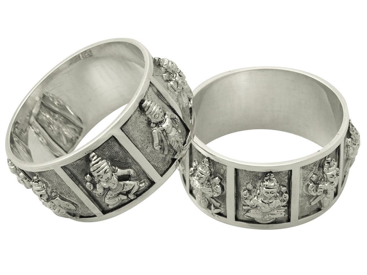 Pair of Indian Silver Napkin Rings, Antique circa 1890 at 1stdibs