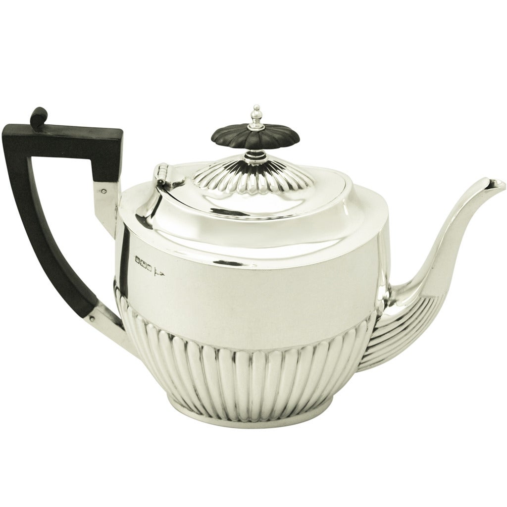 Antique Edwardian Sterling Silver Teapot, Queen Anne Style