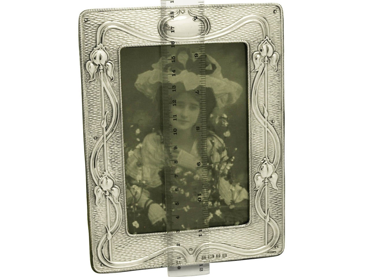 Antique Edwardian Sterling Silver Photograph Frame, Art Nouveau Style 4