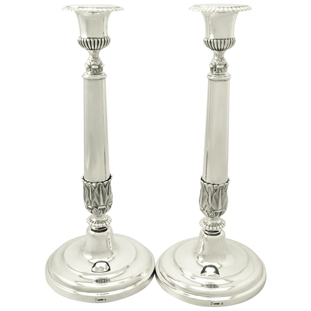 Danish Silver Candlesticks - Antique 1860