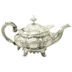 Sterling Silver Teapot by Joseph Angell I and John Angell I, Antique William IV