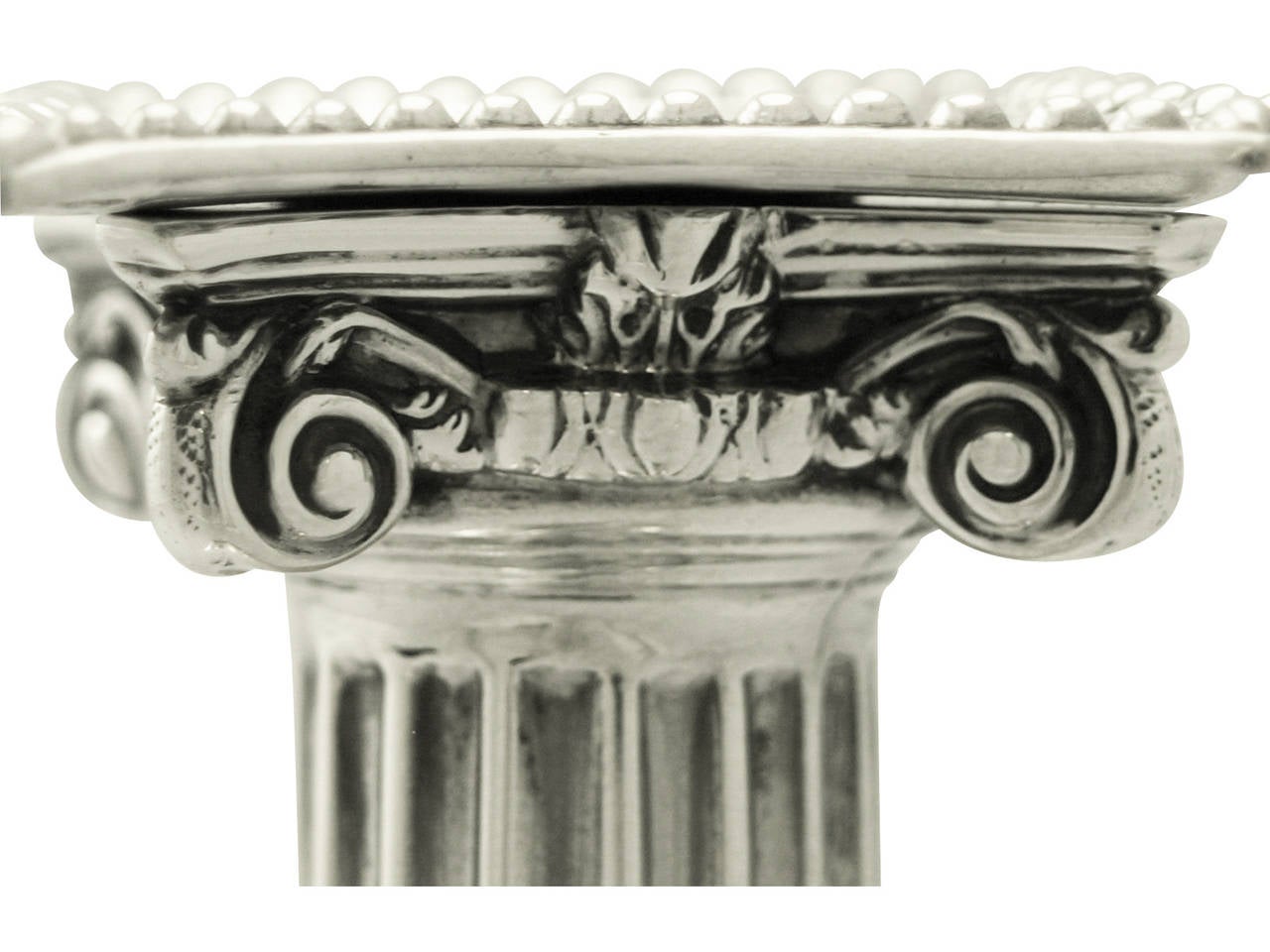 Sterling Silver Corinthian Column Taper Candlestick, Antique George III 1