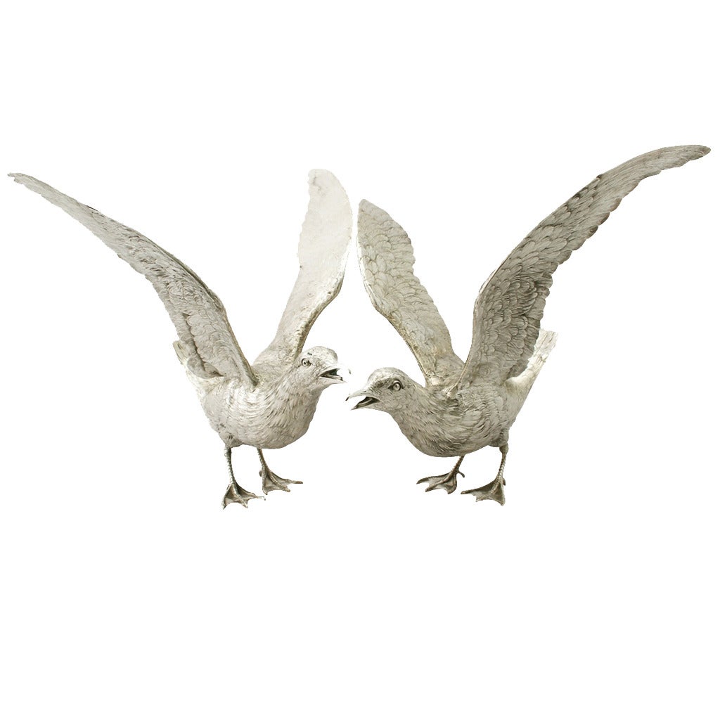 German Silver Table Gulls - Antique Circa 1900