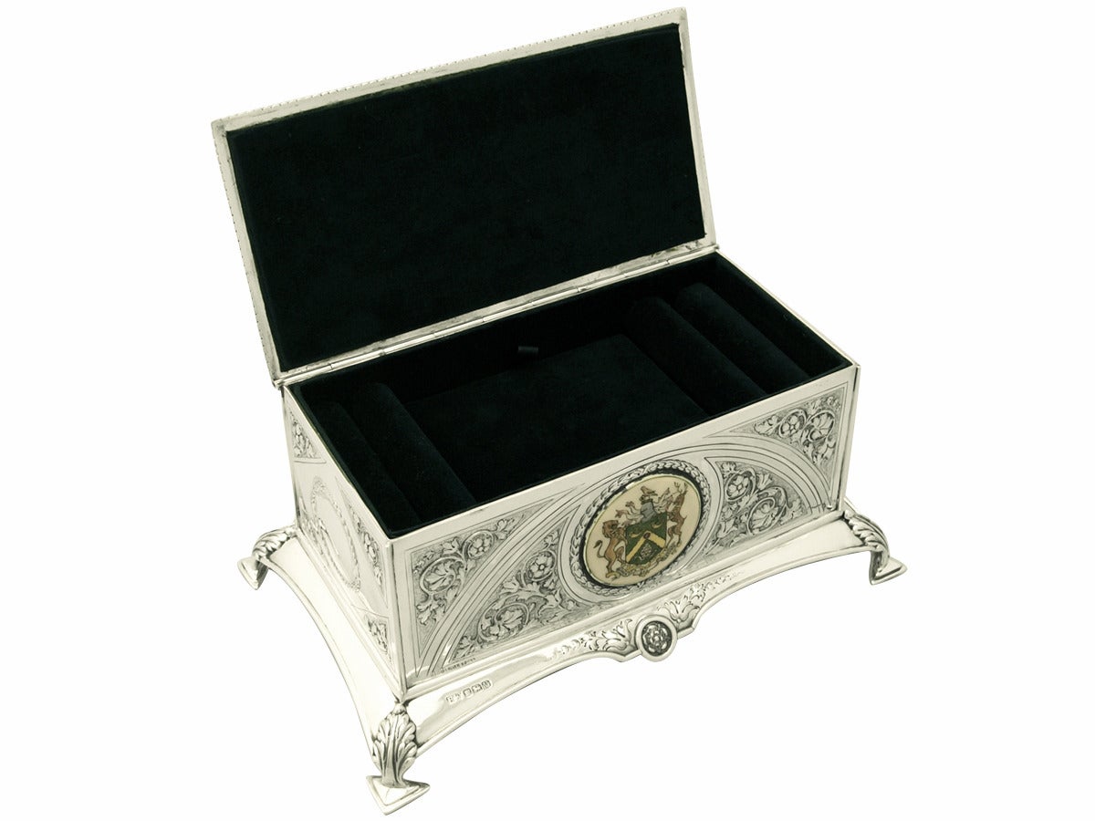 English Sterling Silver Jewellery Casket - Antique George VI