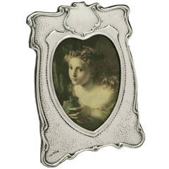 Antique Edwardian Sterling Silver Photograph Frame, Art Nouveau Style 4