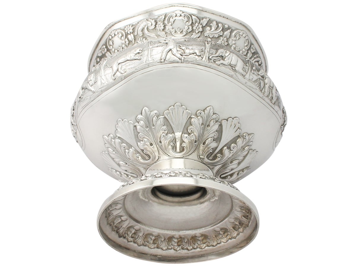 Indian Silver Bowl/Centerpiece- Antique Circa 1890 2